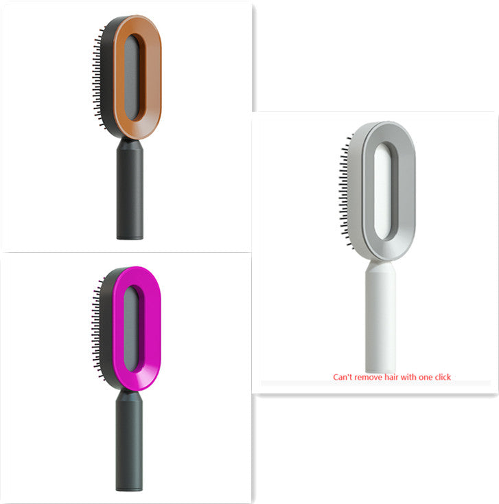 Self-cleaning hairbrush for women, one-touch cleaning, hair loss, airbag, massage, scalp comb, anti-static hairbrush