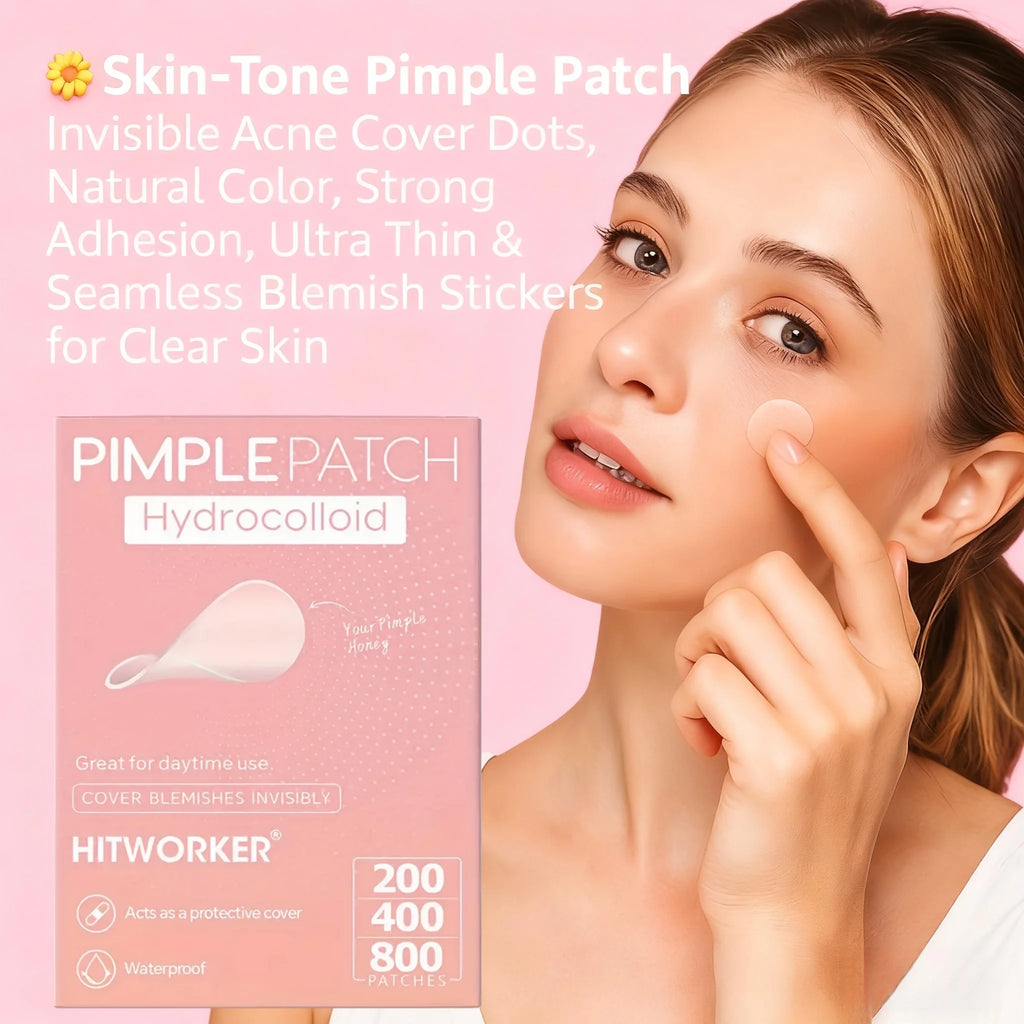 200/400/800 Pieces HITWORKER Hydrocolloid Acne Patches - Invisible, High-Quality Pimple Stickers with Salicylic Acid &amp; Tea Tree