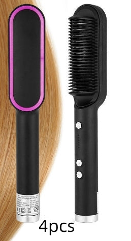 Nouveau lisseur à cheveux 2 en 1 peigne chaud pince à curling aux ions négatifs Brosse à cheveux électrique à double usage