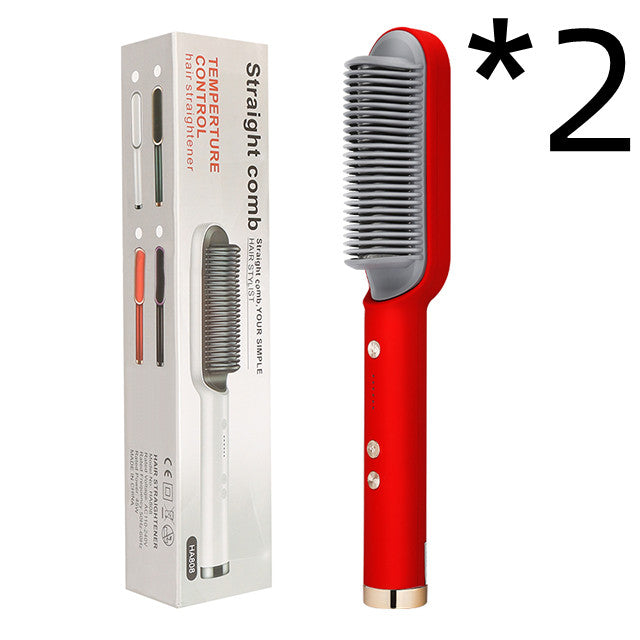 Nouveau lisseur à cheveux 2 en 1 peigne chaud pince à curling aux ions négatifs Brosse à cheveux électrique à double usage