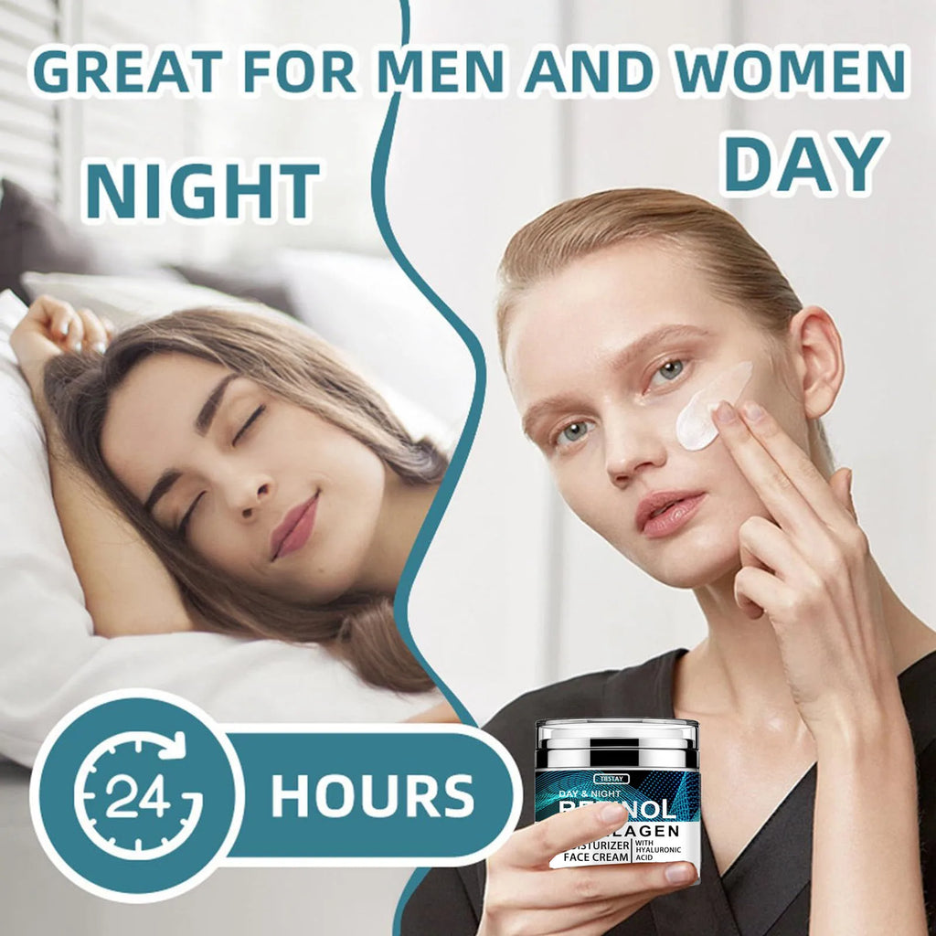 Crème d’acide hyaluronique au collagène, au rétinol et à la crème pour le visage au collagène,