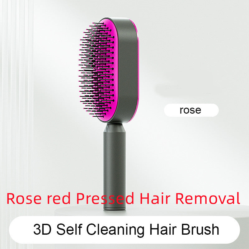 Self-cleaning hairbrush for women, one-touch cleaning, hair loss, airbag, massage, scalp comb, anti-static hairbrush