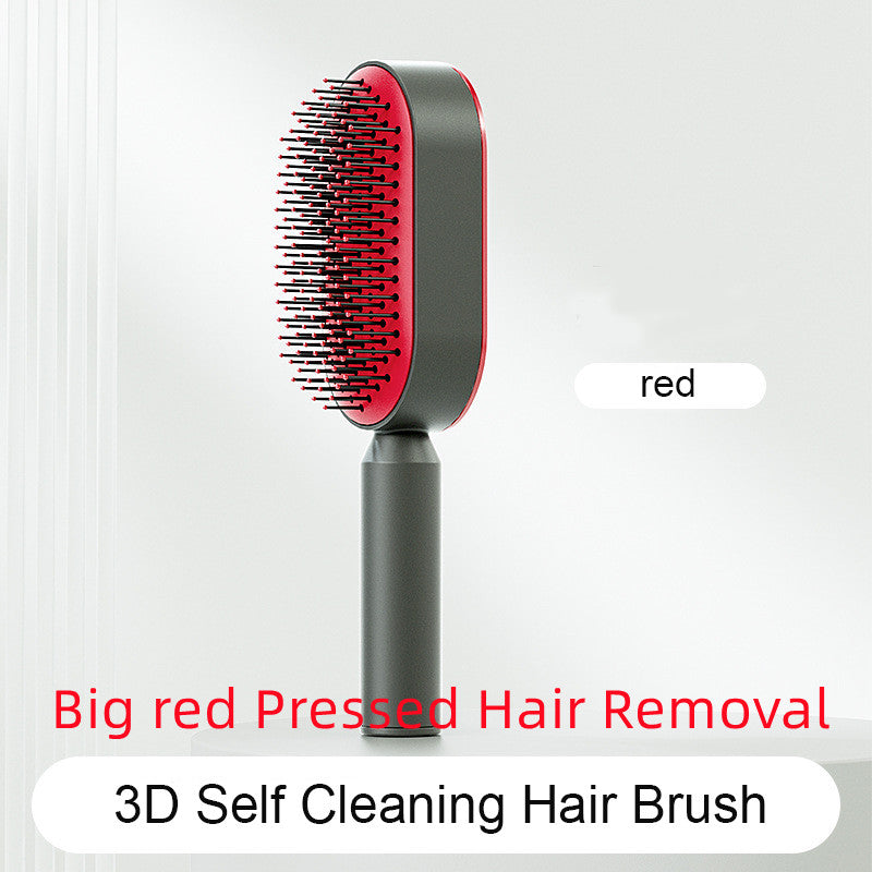 Self-cleaning hairbrush for women, one-touch cleaning, hair loss, airbag, massage, scalp comb, anti-static hairbrush