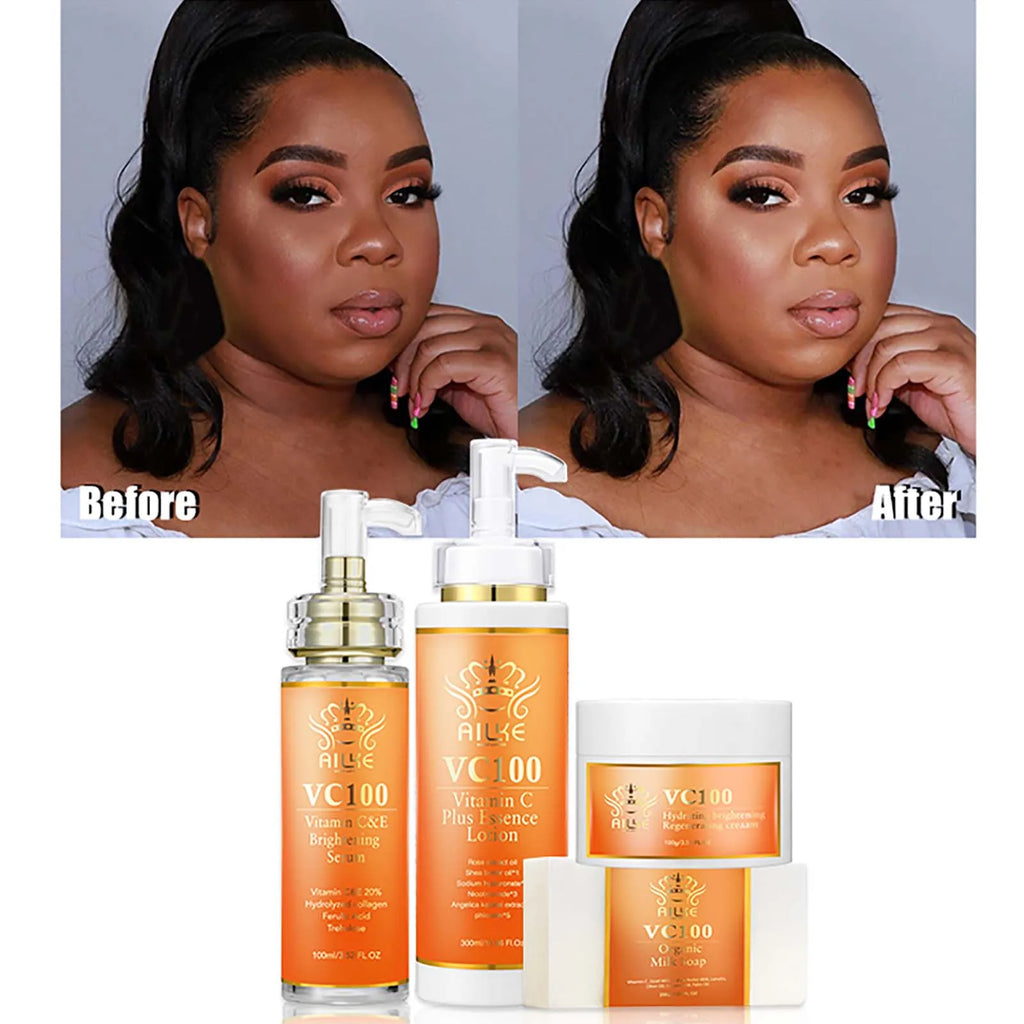 Kit de blanchiment à la vitamine C AILKE pour femmes, teint de peau uniforme, peau propre, hydratant, anti-rides, ensemble de beauté éclatant pour la peau