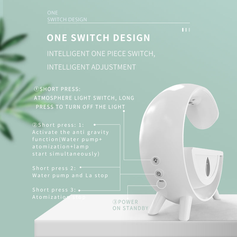 Anti-gravity humidifier, water droplet design, RGB LED night light for indoor bedroom decoration, creative atmosphere, table lamps 