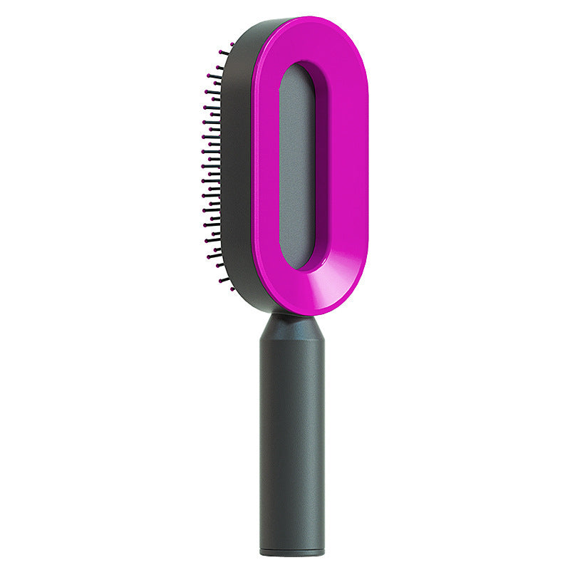 Self-cleaning hairbrush for women, one-touch cleaning, hair loss, airbag, massage, scalp comb, anti-static hairbrush