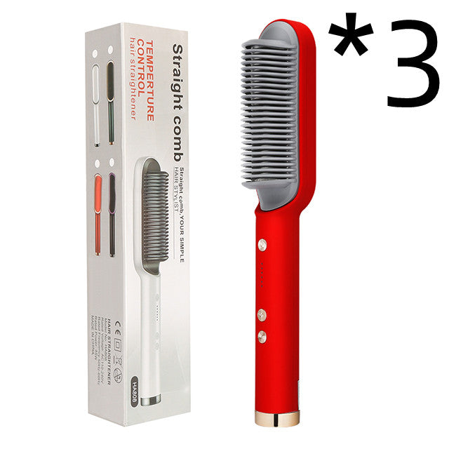 Nouveau lisseur à cheveux 2 en 1 peigne chaud pince à curling aux ions négatifs Brosse à cheveux électrique à double usage