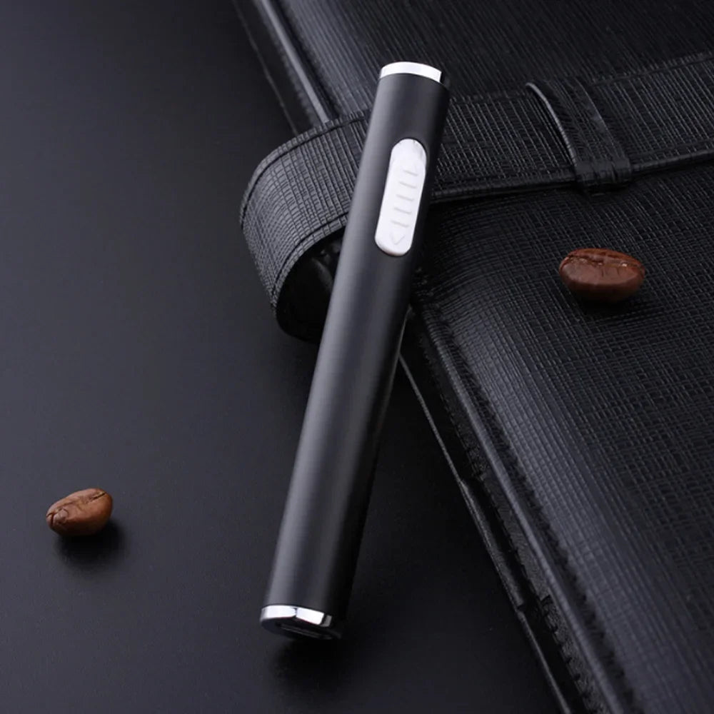 Allume-cigare Rechargeable en métal classique, Mini cylindrique, sans flamme, Recharge électronique, briquet USB, cadeau pour fumeur