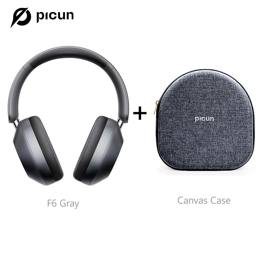 Picun F6 Wireless Active Noise Cancelling Headphones, Head Tracking, 3D Audio, 40mm High-Resolution ANC, Bluetooth Headphones, In-Wire Control, HiFi 