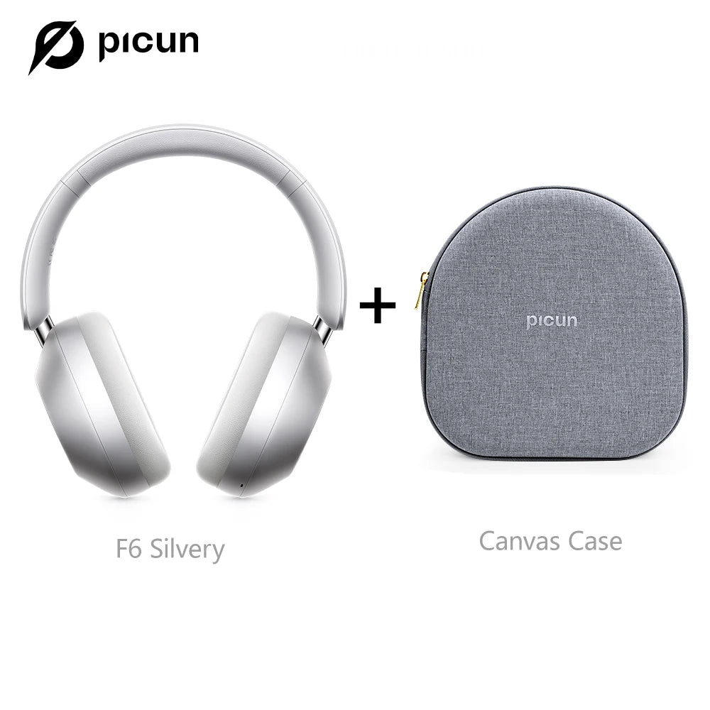 Picun-Casque sans fil à suppression active du bruit F6, suivi de la tête, audio 3D, ANC haute résolution 40mm, casque Bluetooth, contrôle par câble HIFI