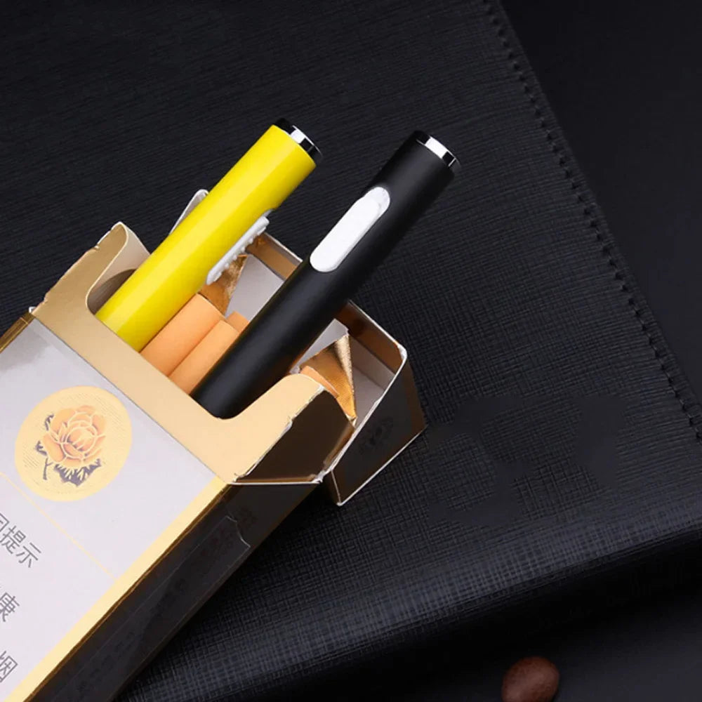 Classic rechargeable metal cigarette lighter, mini cylindrical, flameless, electronic refill, USB lighter, gift for smokers 