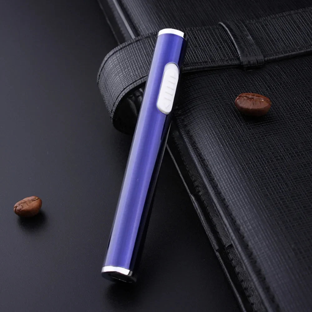 Allume-cigare Rechargeable en métal classique, Mini cylindrique, sans flamme, Recharge électronique, briquet USB, cadeau pour fumeur