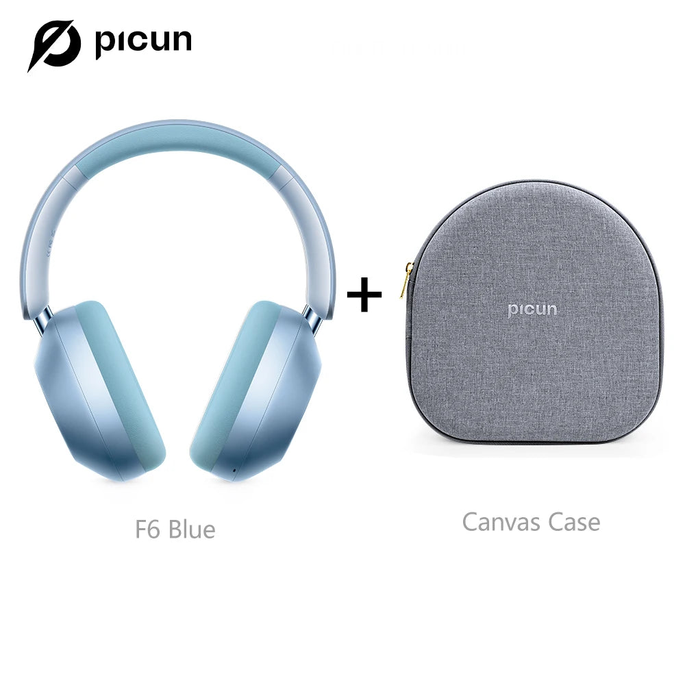 Picun F6 Wireless Active Noise Cancelling Headphones, Head Tracking, 3D Audio, 40mm High-Resolution ANC, Bluetooth Headphones, In-Wire Control, HiFi 