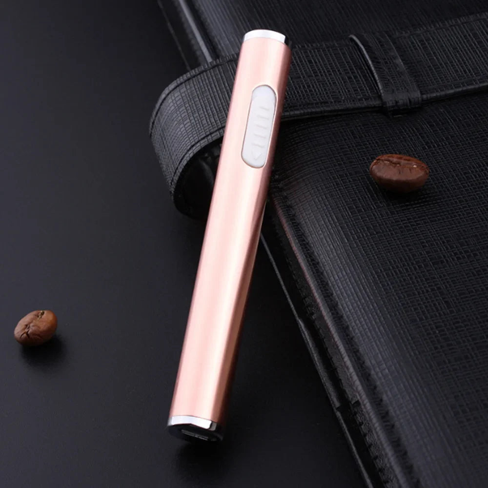 Classic rechargeable metal cigarette lighter, mini cylindrical, flameless, electronic refill, USB lighter, gift for smokers 